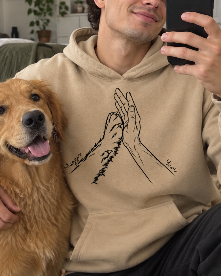 Nossa conexão - Mão e Pata - Hoodie - cores claras