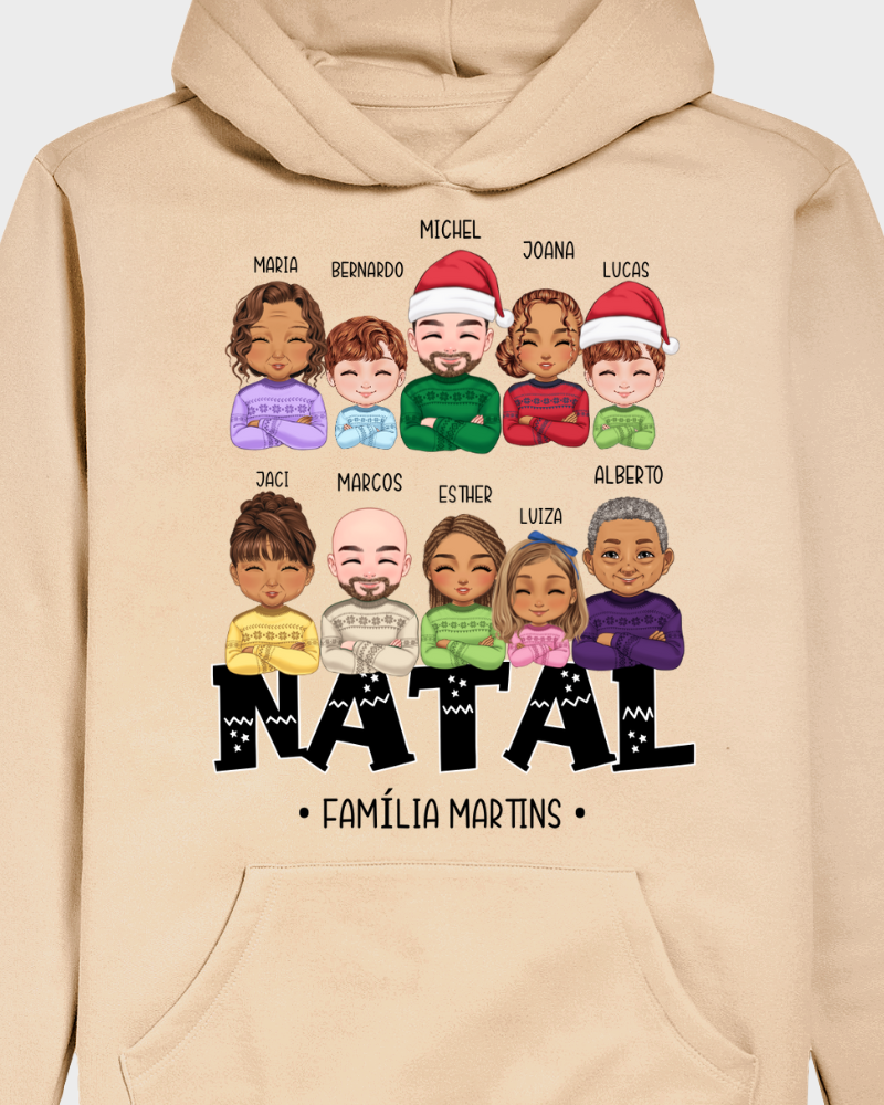 Família Natalina (7-10 Pessoas) - Moletom (Cores Claras)