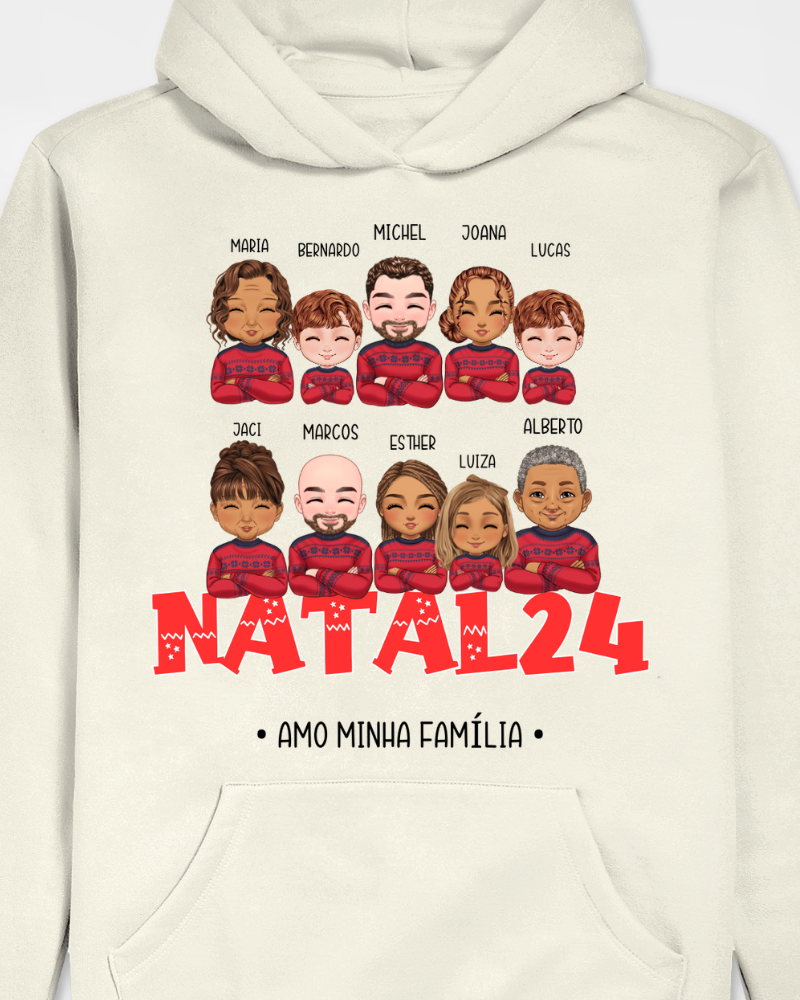 Família Natalina (7-10 Pessoas) - Moletom (Cores Claras)