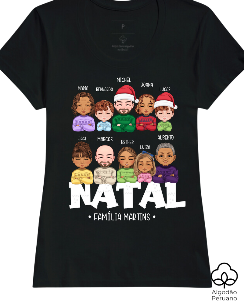 Família Natalina (7-10 Pessoas) - Algodão Peruano
