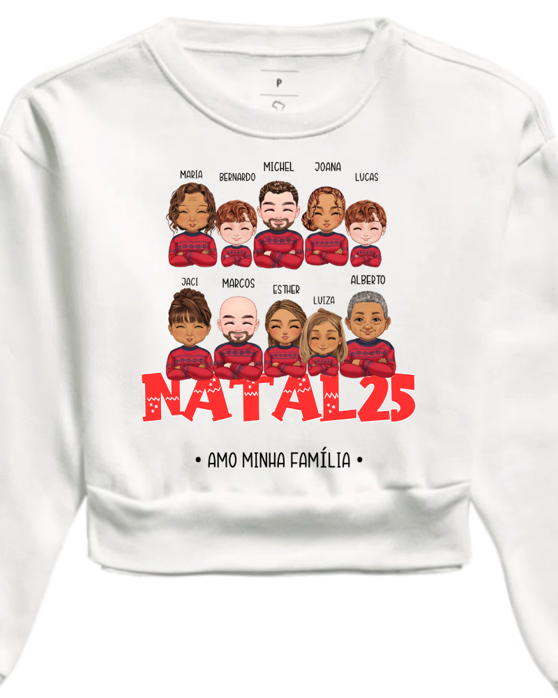 Família Natalina (7-10 Pessoas) - Moletom (Cores Claras)