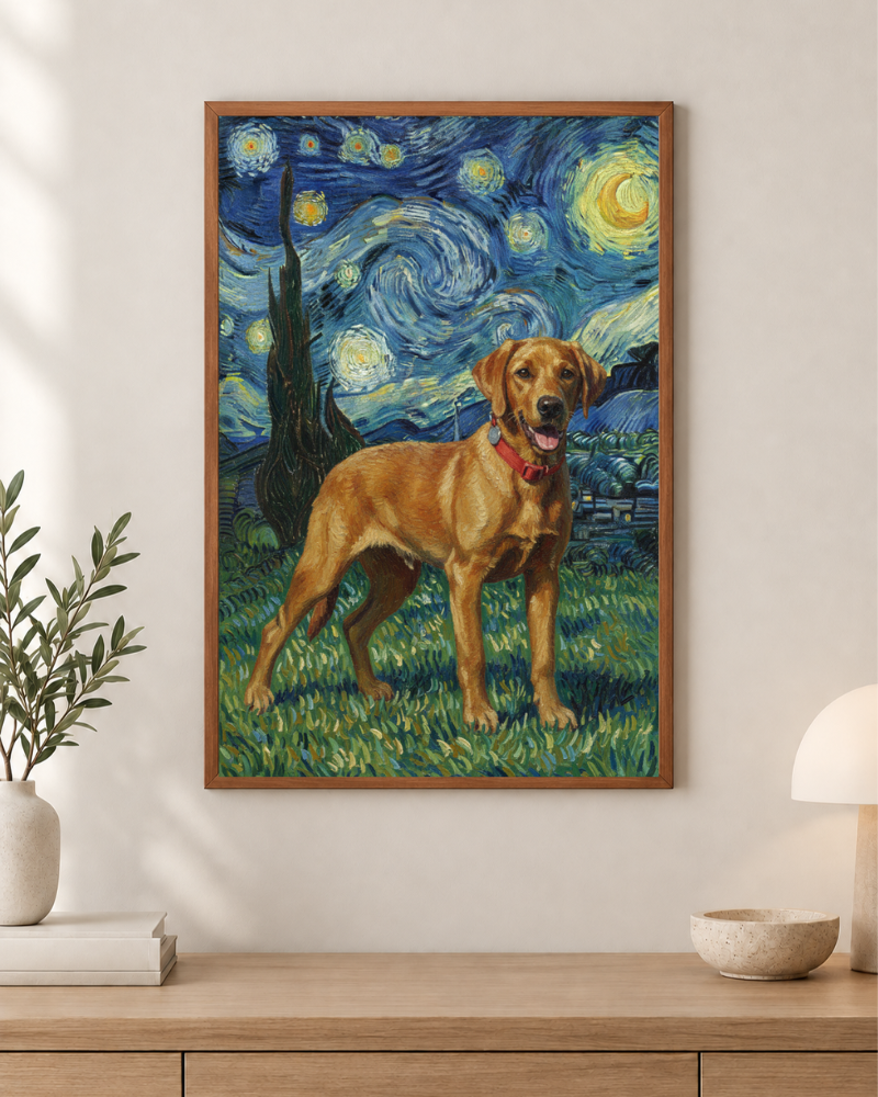 Meu Pet na Noite Estrelada - Quadro