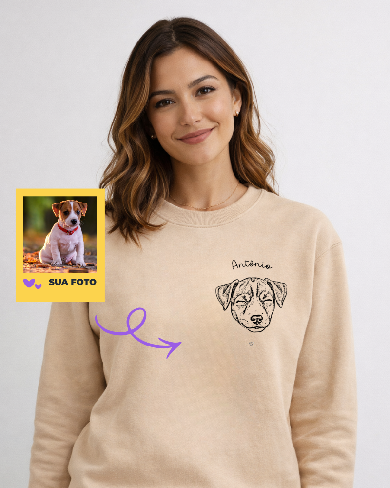 Amor em Rabiscos (rosto do seu pet) - Suéter