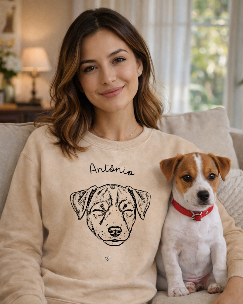 Amor em Rabiscos (rosto do seu pet) - Suéter