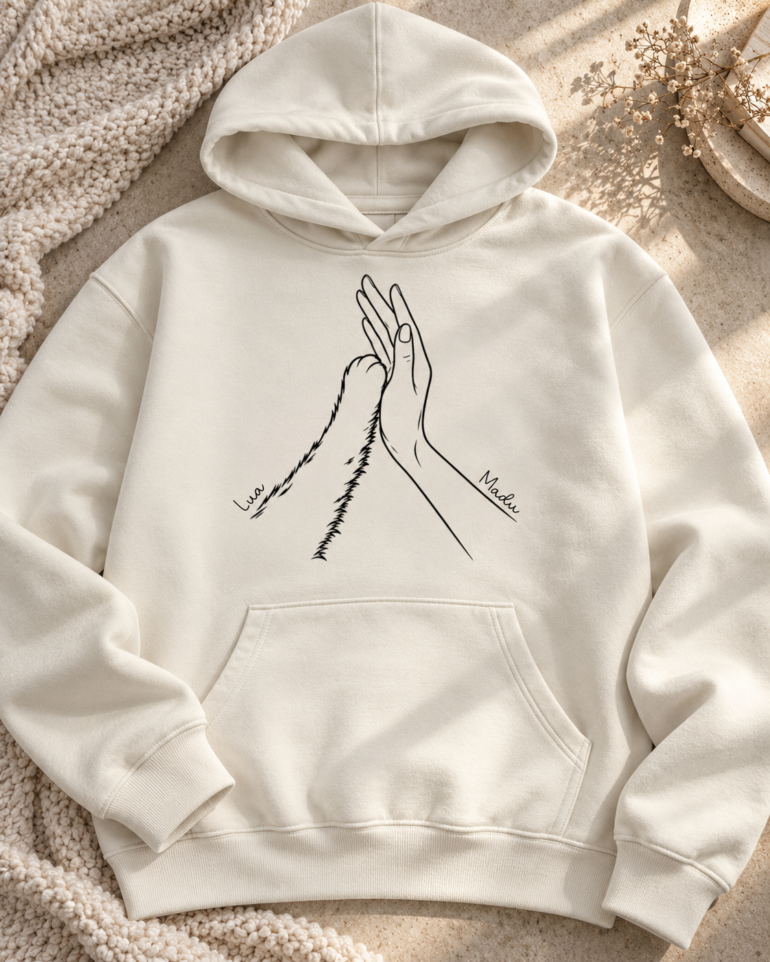 Nossa conexão - Mão e Pata - Hoodie - cores claras