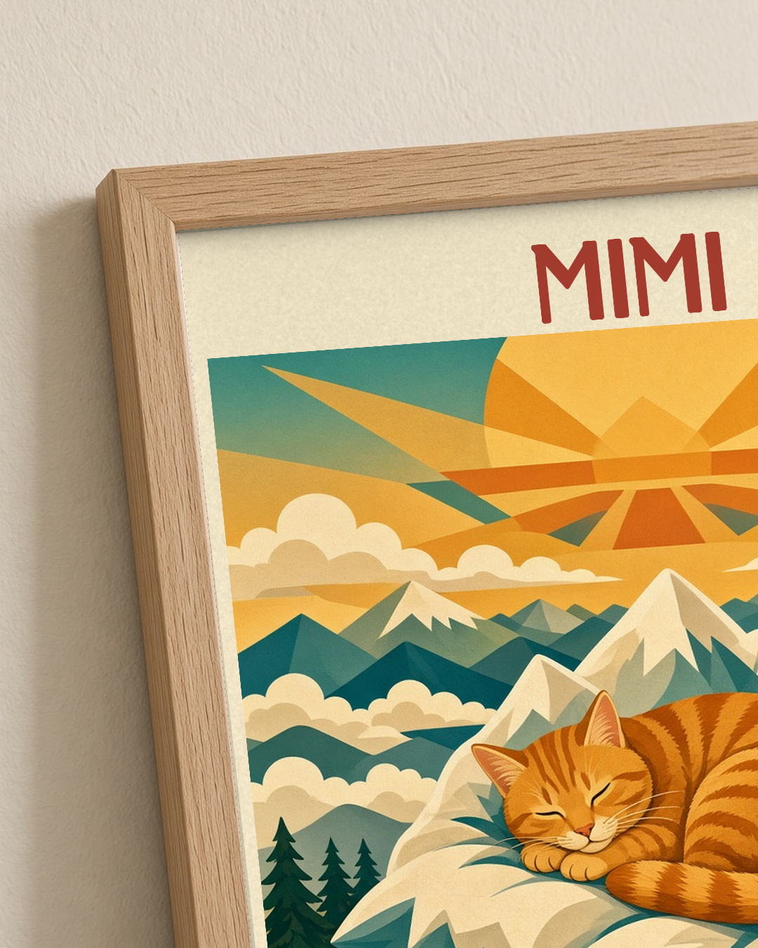 Quadro personalizado Lugares do meu Gato – Montanha da Soneca com moldura filete com vidro – mockup 1