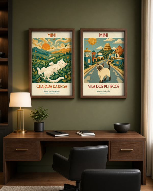 Quadro personalizado Lugares do meu Gato – Chapada da Brisa com moldura caixa com vidro – mockup 2