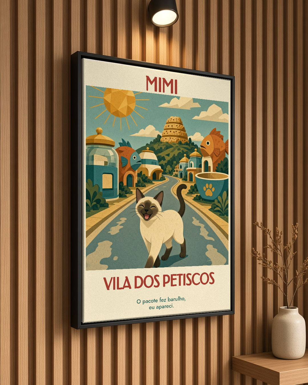 Quadro personalizado Lugares do meu Gato – Vila dos Petiscos em canvas (tela sem vidro) – mockup 2