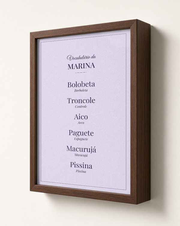 Quadro personalizado O Melhor Vocabulário com moldura caixa com vidro – mockup 1