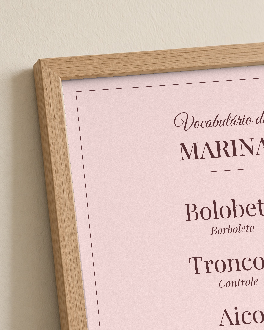 Quadro personalizado O Melhor Vocabulário com moldura filete com vidro – mockup 1