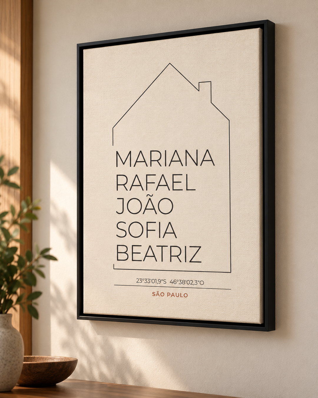 Quadro Casa da Família personalizado com canvas – mockup 1 | Aphago