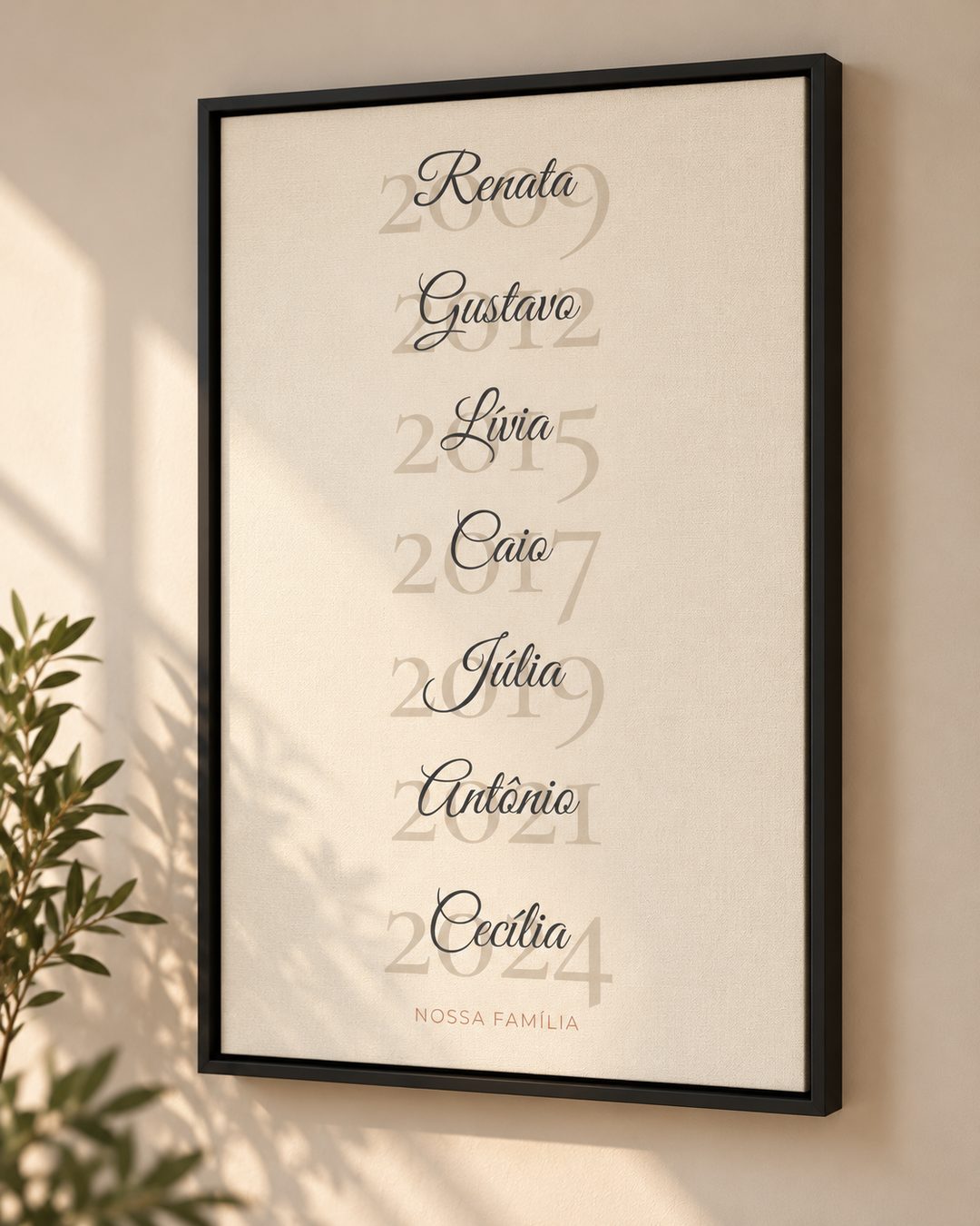 Quadro Nossa História em Anos personalizado com canvas – mockup 1 | Aphago