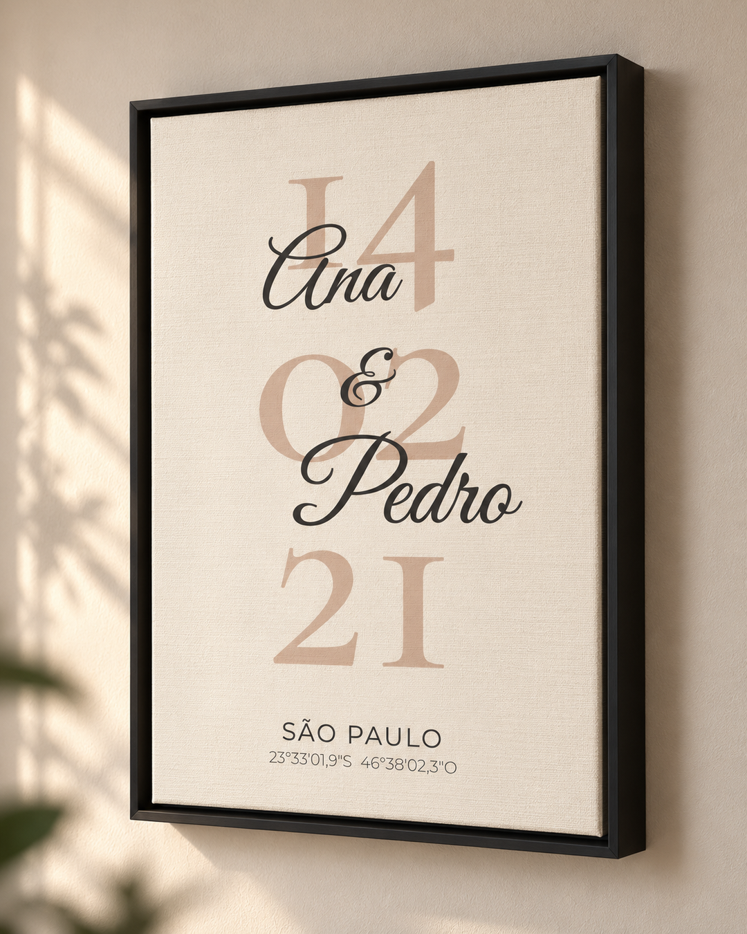 Quadro Data do Casal personalizado com canvas – mockup 1 | Aphago