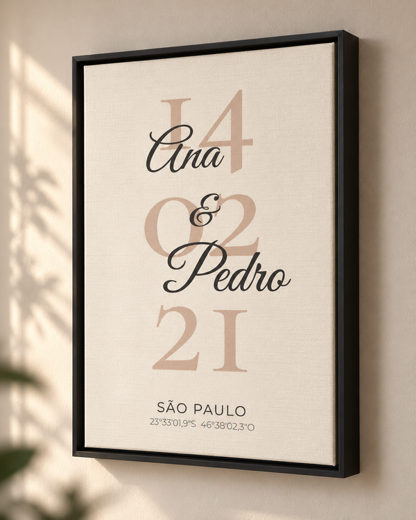 Quadro Data do Casal personalizado com canvas – mockup 1 | Aphago