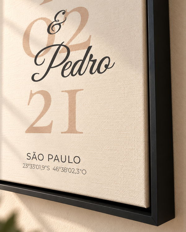 Quadro Data do Casal personalizado com canvas – mockup 2 | Aphago