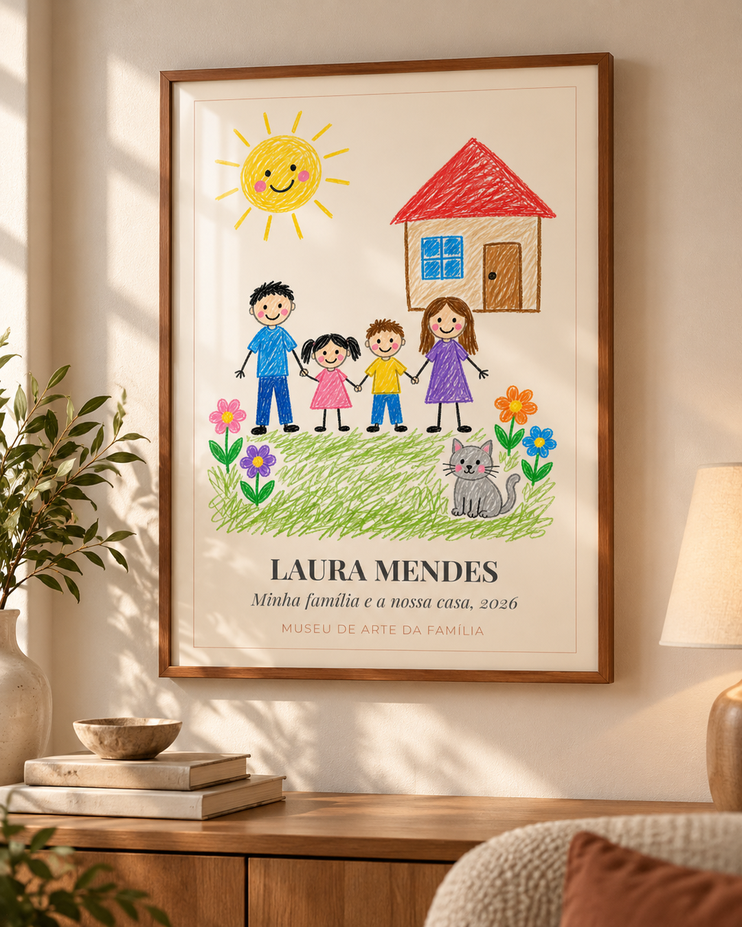 Quadro Desenho do Meu Filho personalizado com moldura filete – mockup 2 | Aphago