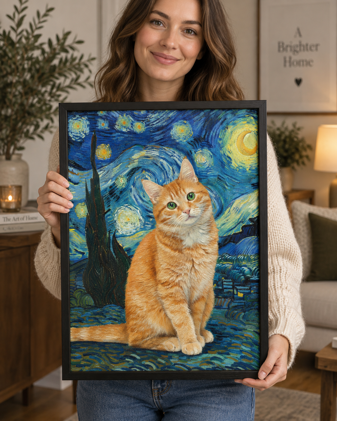 Meu Pet na Noite Estrelada - Quadro