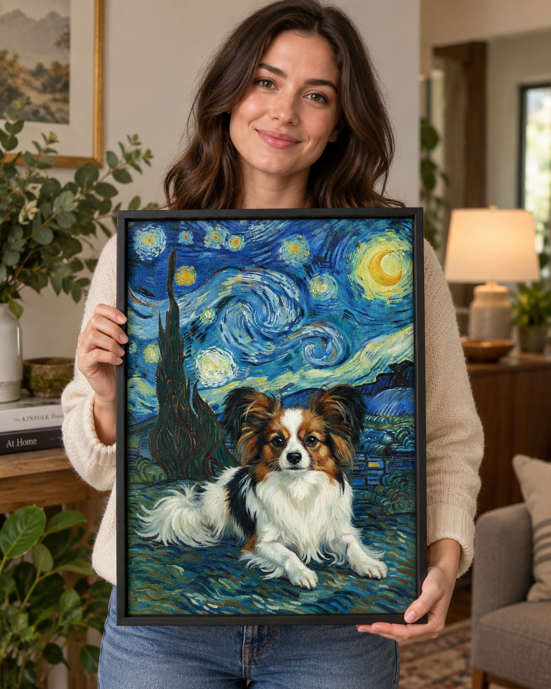 Meu Pet na Noite Estrelada - Quadro