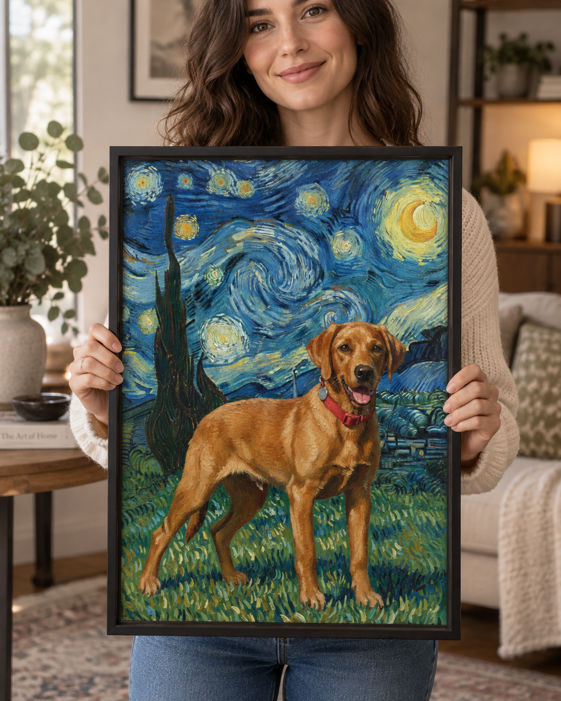 Meu Pet na Noite Estrelada - Quadro