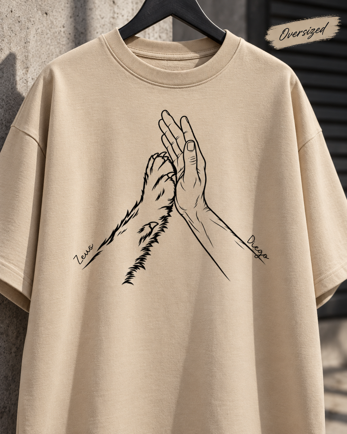 Nossa conexão - Mão e Pata - Oversized - cores claras