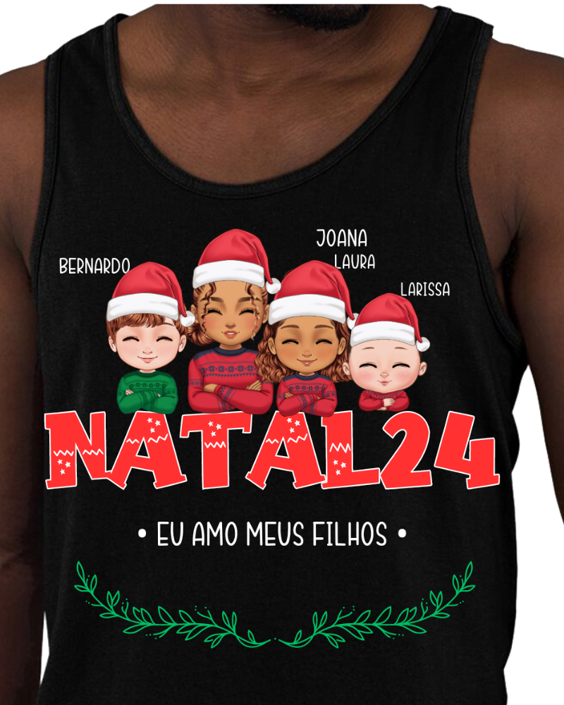 Família Natalina (Só Mamãe) - Cropped e Regata