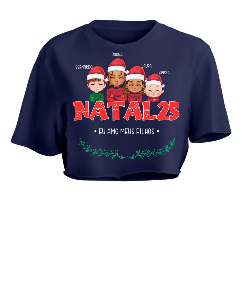 Família Natalina (Só Mamãe) - Cropped e Regata