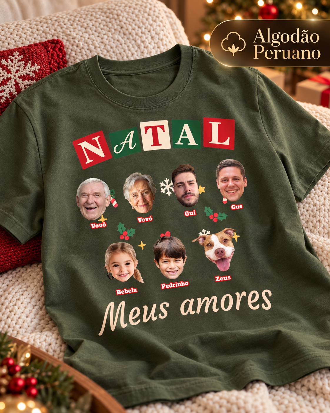 Natal em família - algodão Peruano