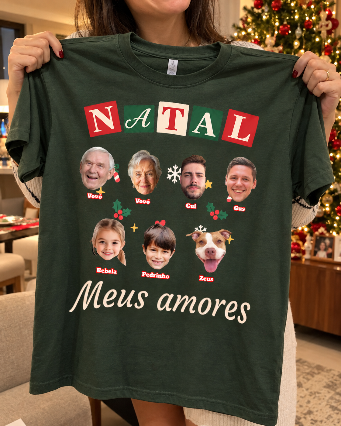 Natal em família - algodão Peruano