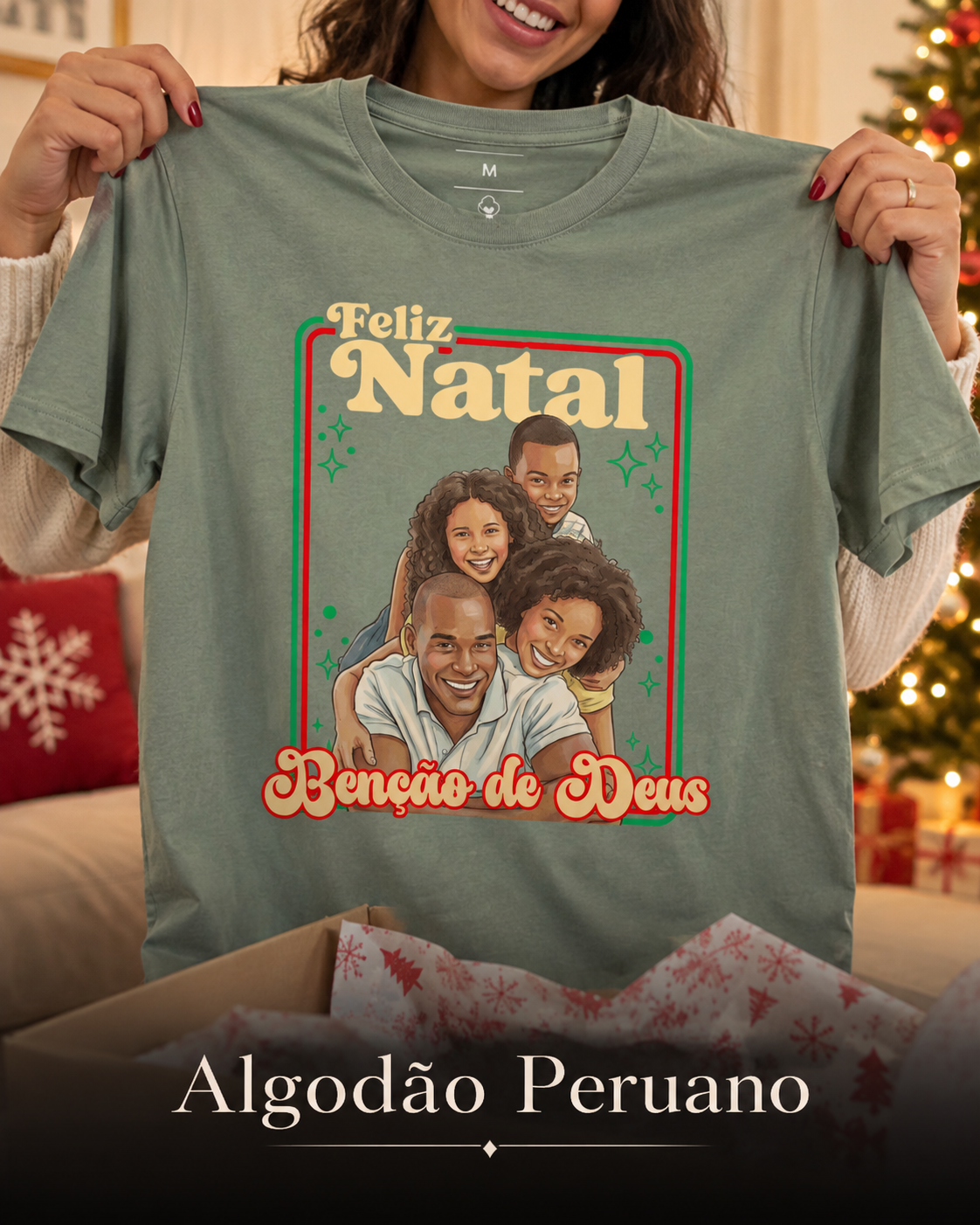 Natal Retro em Família - Algodão Peruano