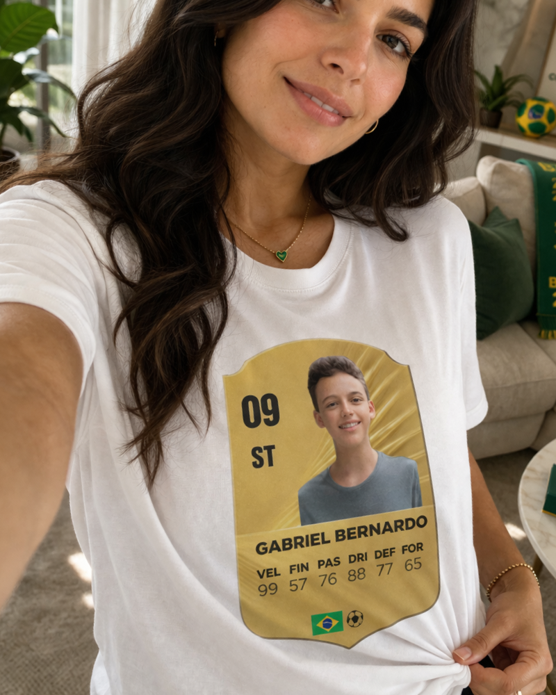 Camiseta Gold Rare Card - Copa do Mundo 2026 - Algodão Peruano