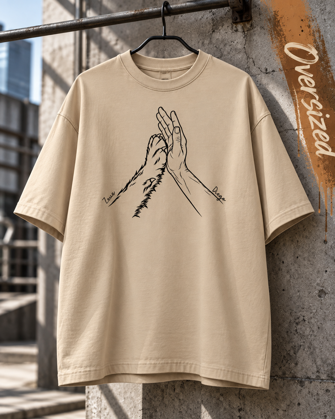 Nossa conexão - Mão e Pata - Oversized - cores claras