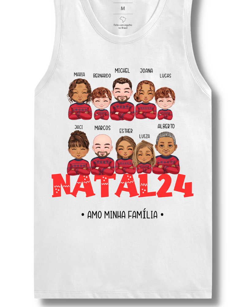 Família Natalina (7-10 Pessoas) - Cropped e Regata (Cores Claras)