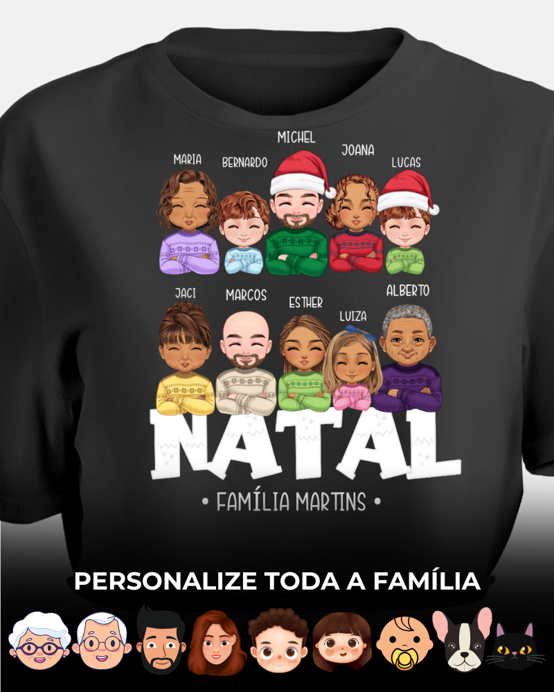 Família Natalina (7-10 Pessoas) - Cropped e Regata