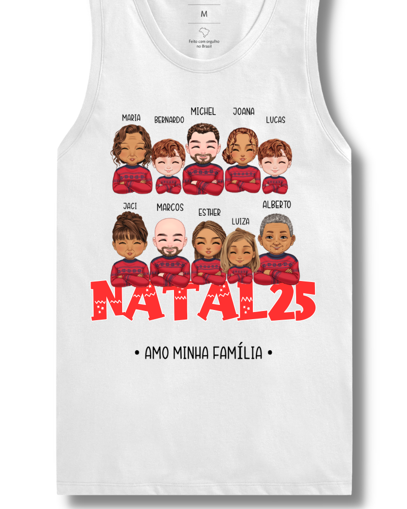 Família Natalina (7-10 Pessoas) - Cropped e Regata (Cores Claras)