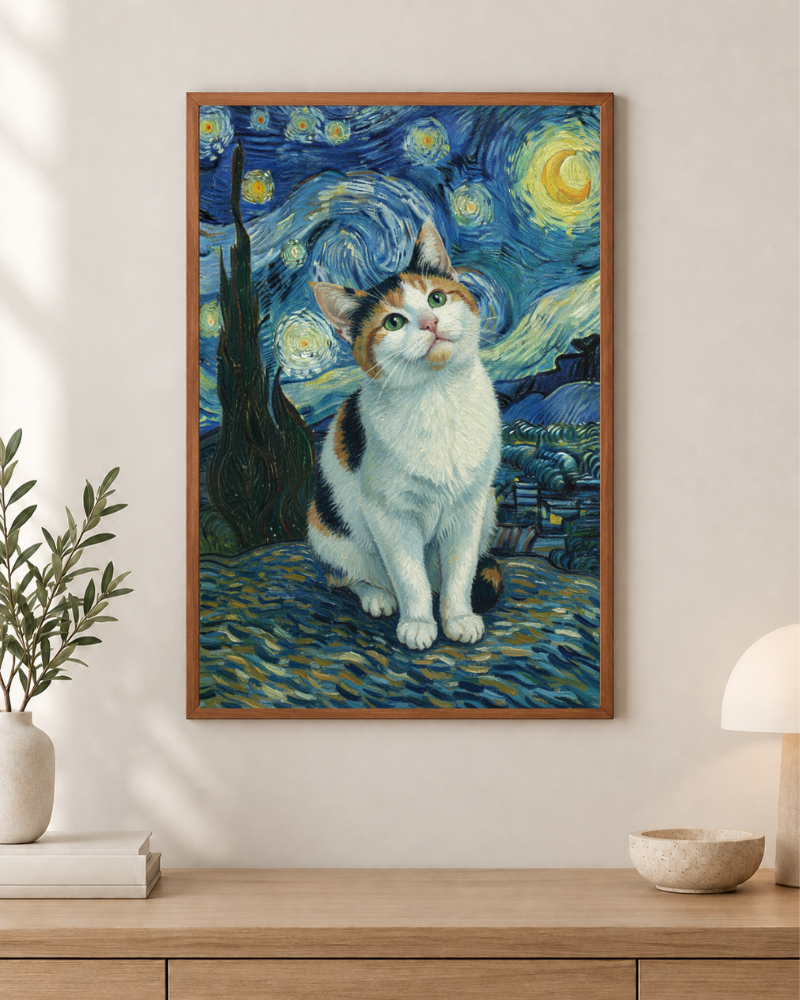 Meu Pet na Noite Estrelada - Quadro