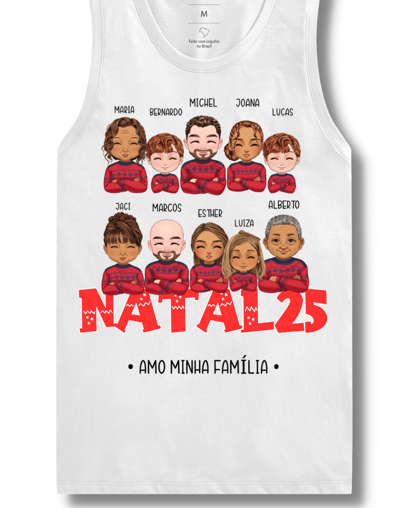 Família Natalina - Cropped e Regata (Branco)