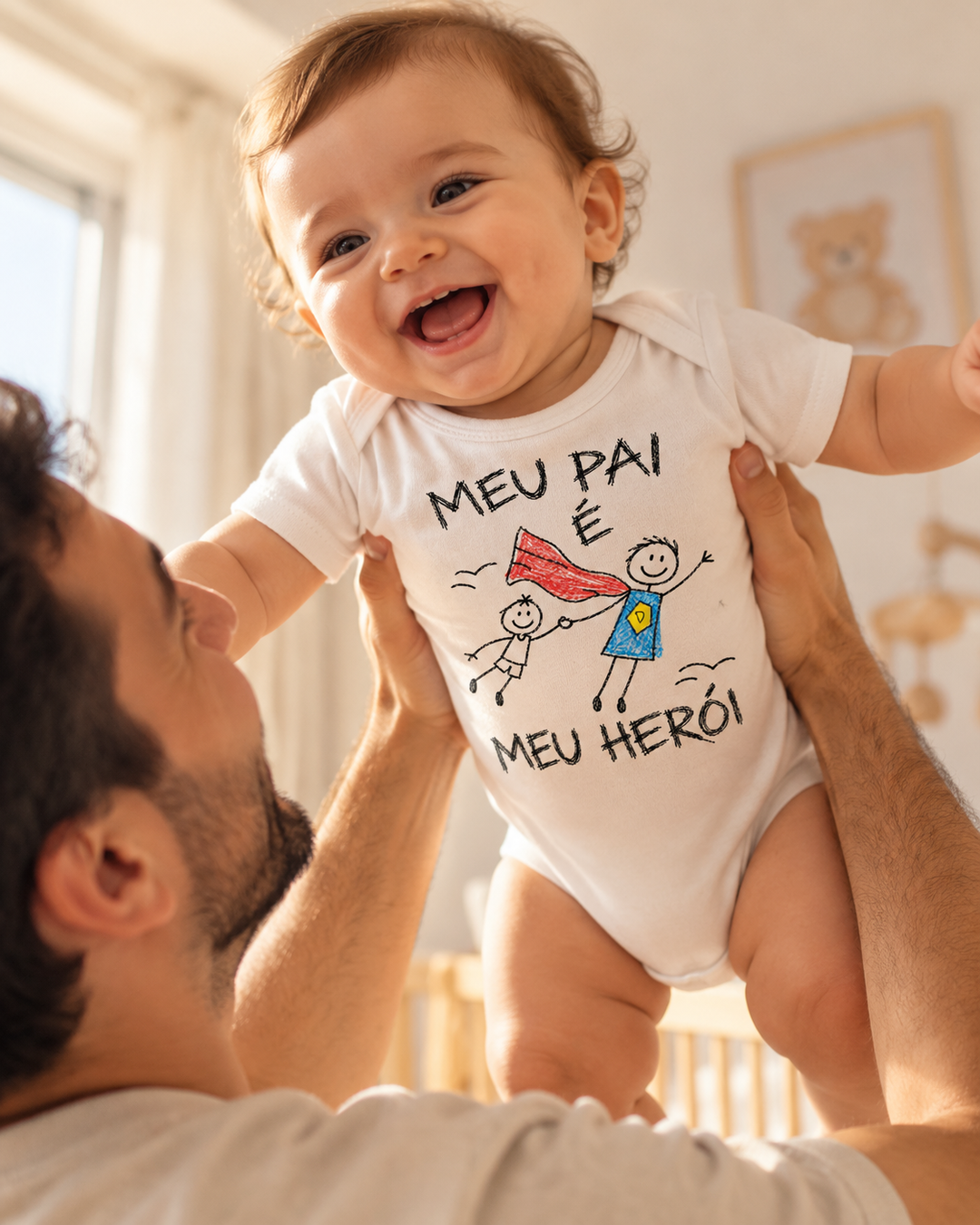 Body de bebê personalizado Meu pai é meu herói – bebê com o pai