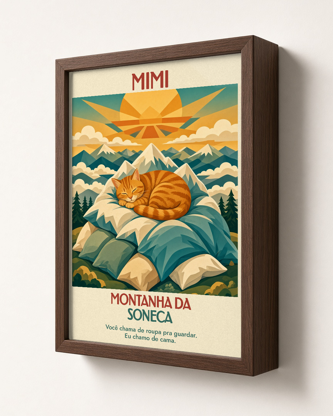 Quadro personalizado Lugares do meu Gato – Montanha da Soneca com moldura caixa com vidro – mockup 1