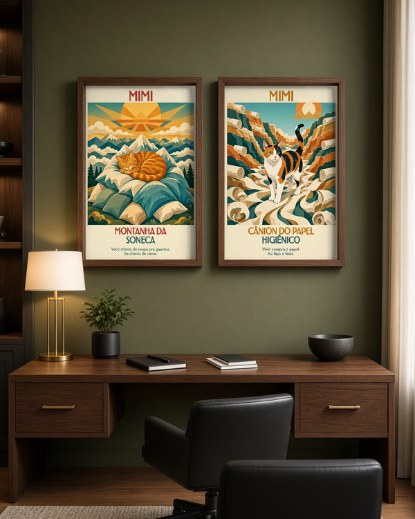 Quadro personalizado Lugares do meu Gato – Montanha da Soneca com moldura caixa com vidro – mockup 2