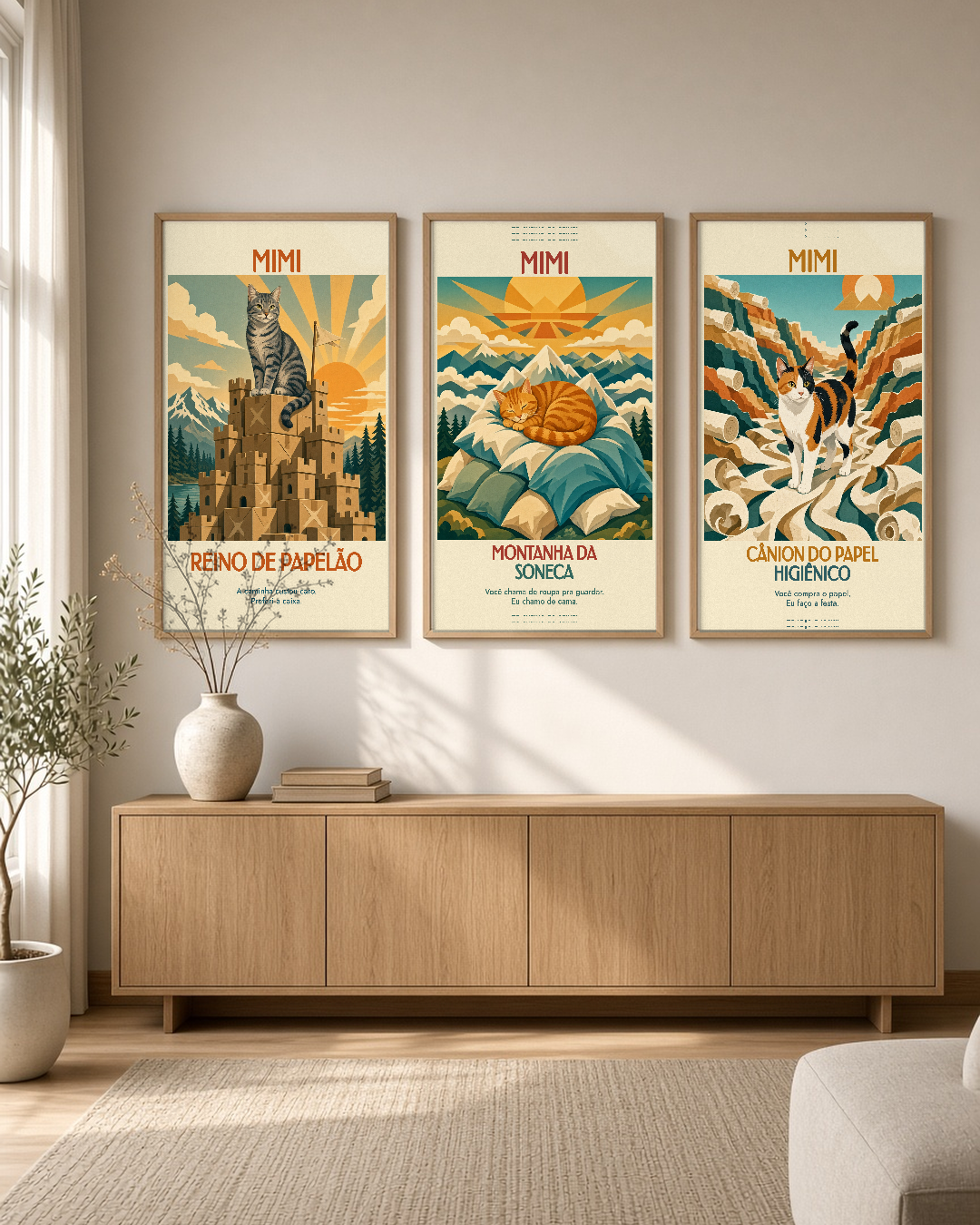 Quadro personalizado Lugares do meu Gato – Montanha da Soneca com moldura filete com vidro – mockup 2