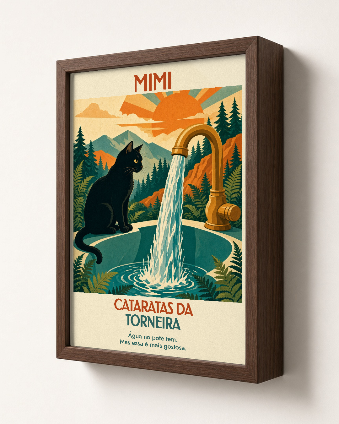 Quadro personalizado Lugares do meu Gato – Cataratas da Torneira com moldura caixa com vidro – mockup 1