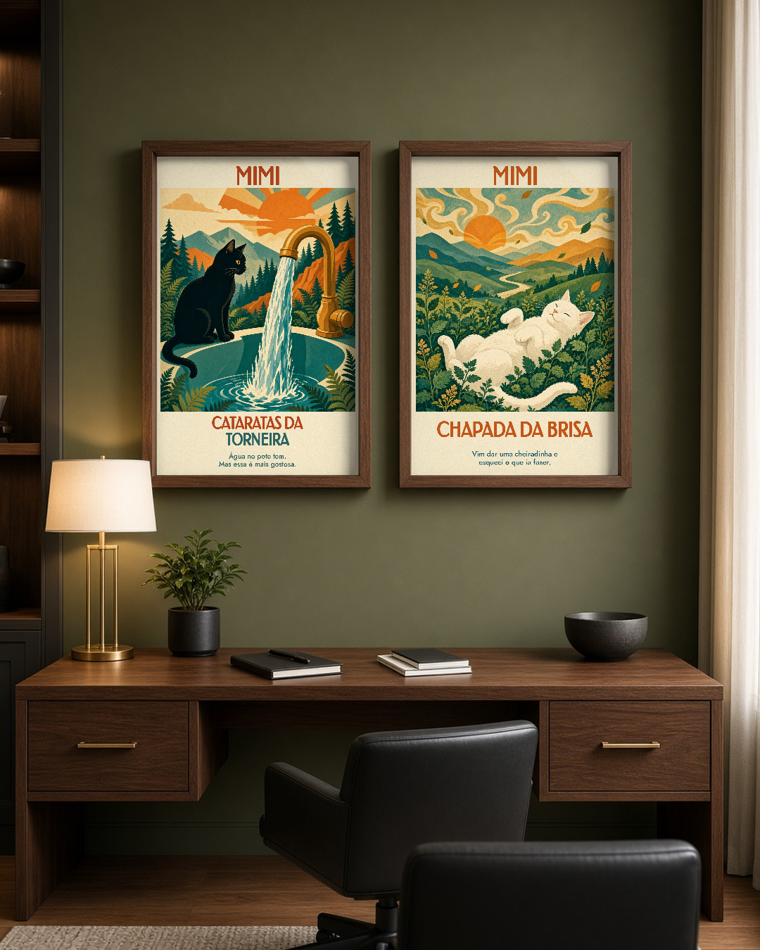 Quadro personalizado Lugares do meu Gato – Cataratas da Torneira com moldura caixa com vidro – mockup 2