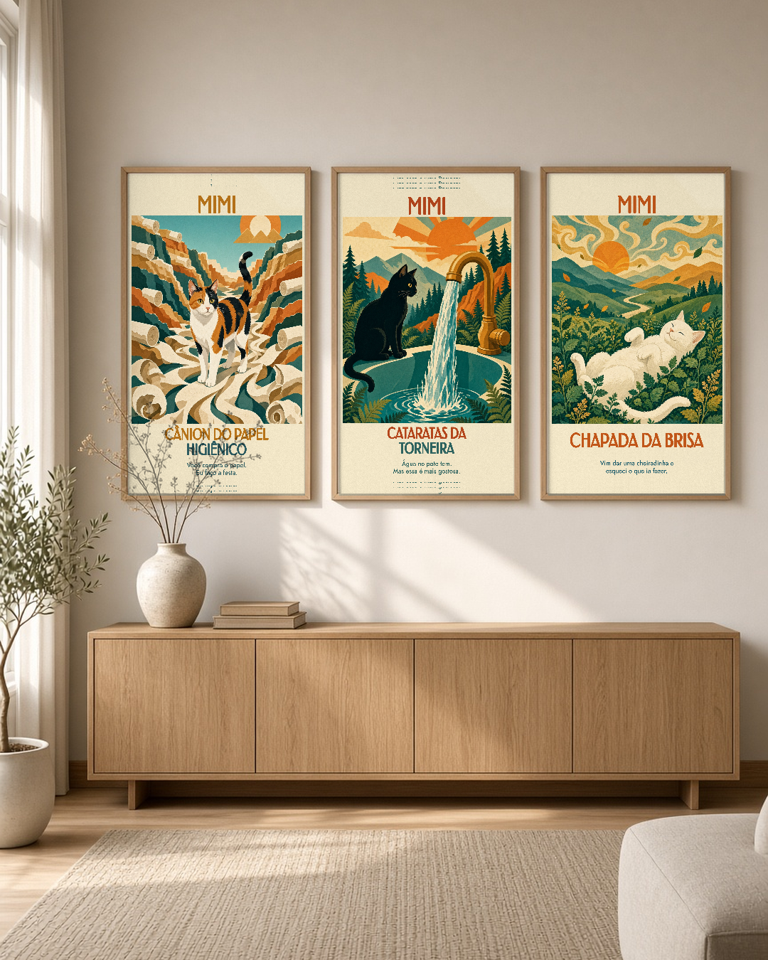 Quadro personalizado Lugares do meu Gato – Cataratas da Torneira com moldura filete com vidro – mockup 2