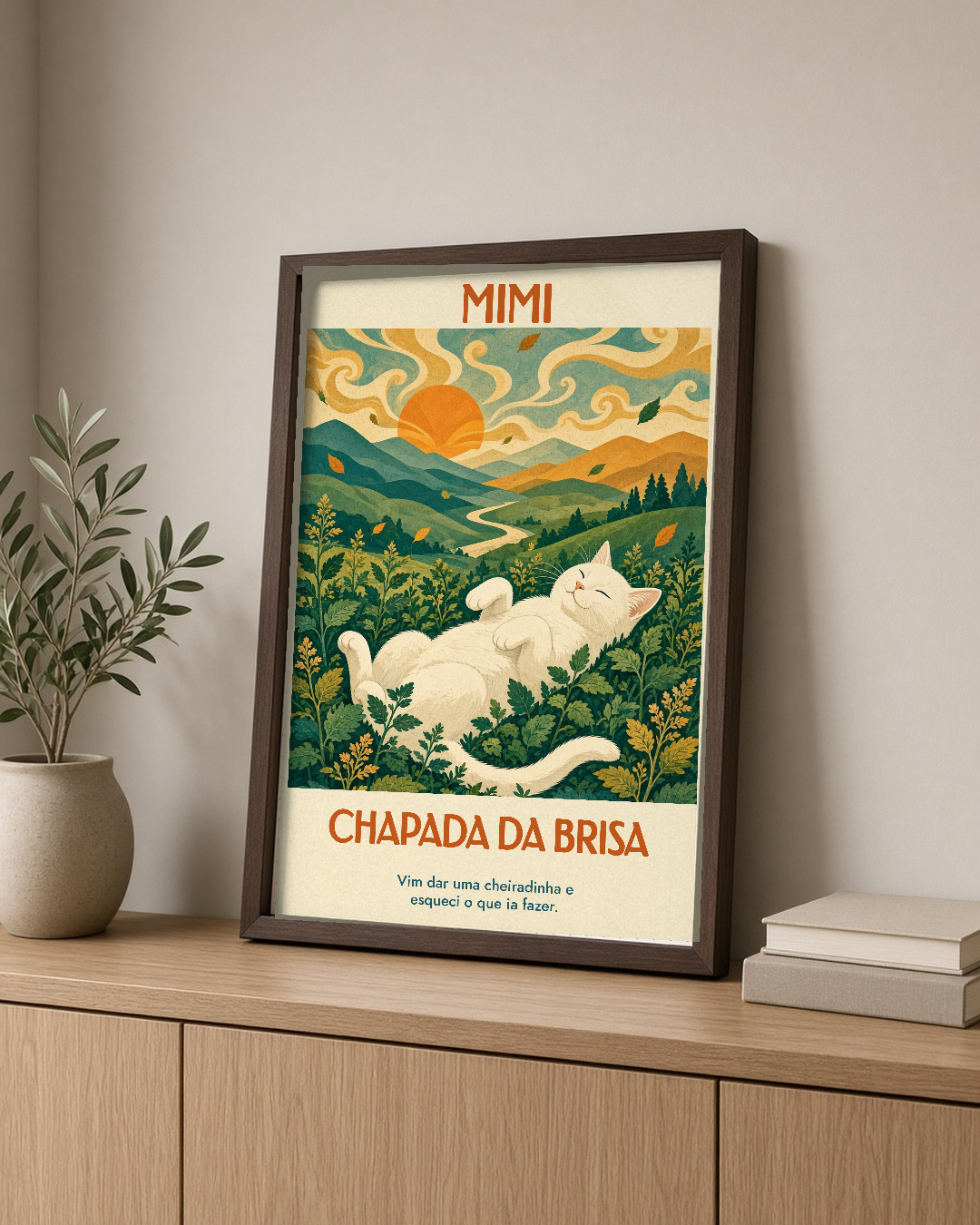 Quadro personalizado Lugares do meu Gato – Chapada da Brisa com moldura caixa com vidro – mockup 1