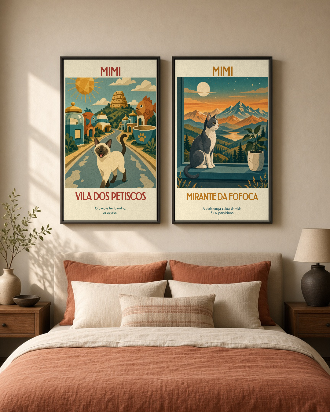 Quadro personalizado Lugares do meu Gato – Mirante da Fofoca em canvas (tela sem vidro) – mockup 2