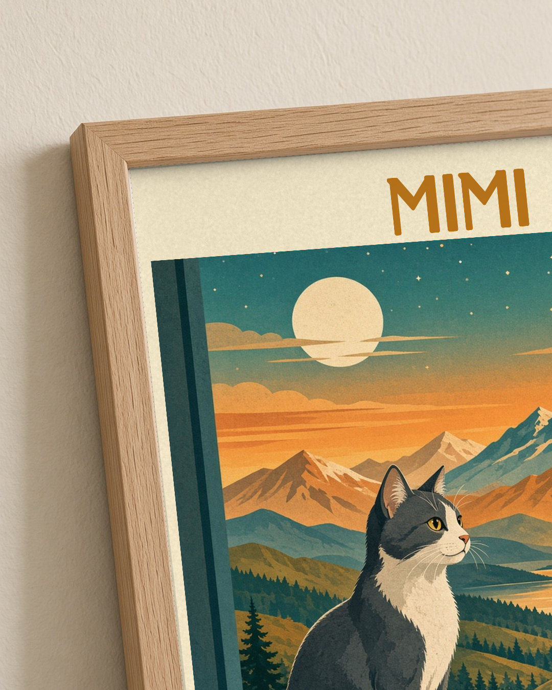 Quadro personalizado Lugares do meu Gato – Mirante da Fofoca com moldura filete com vidro – mockup 1
