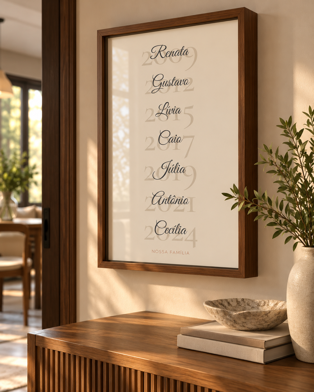 Quadro Nossa História em Anos personalizado com moldura caixa – mockup 2 | Aphago