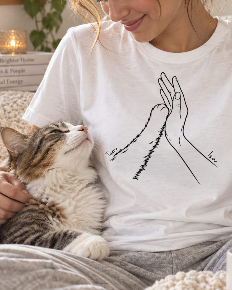 Nossa conexão - Mão e Pata - algodão peruano - camiseta branca