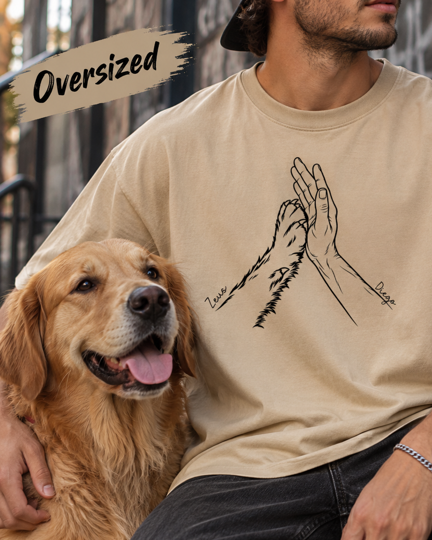 Nossa conexão - Mão e Pata - Oversized - cores claras
