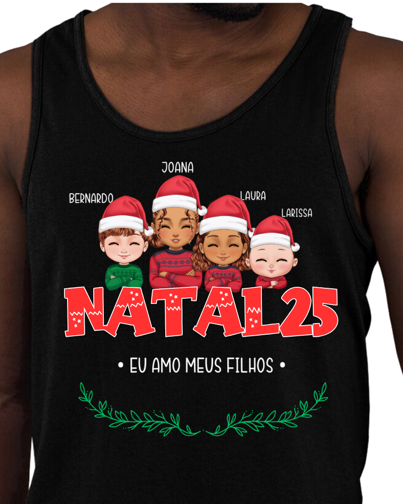 Família Natalina (Só Mamãe) - Cropped e Regata